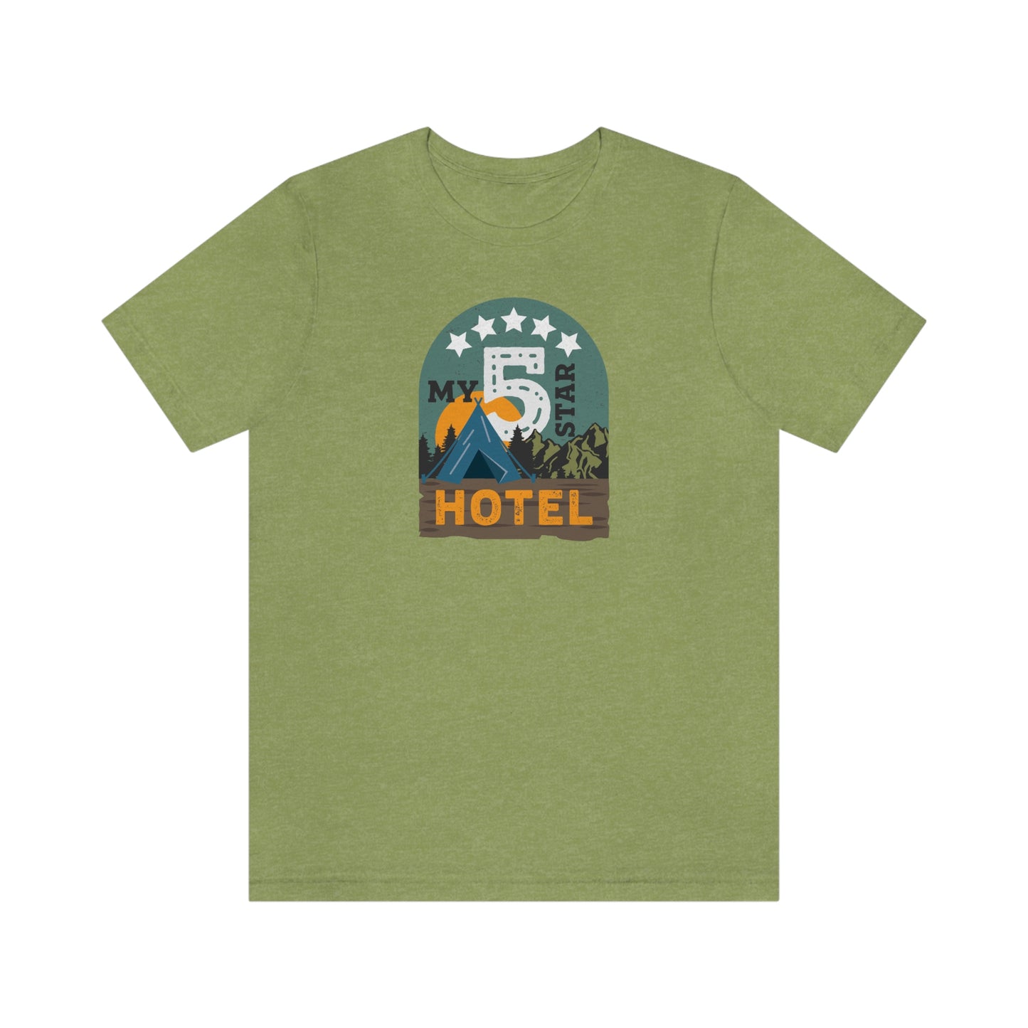 The Outdoor POD Store: Vintage Camping Tee - My Five Star Hotel is a Tent. Heather Green