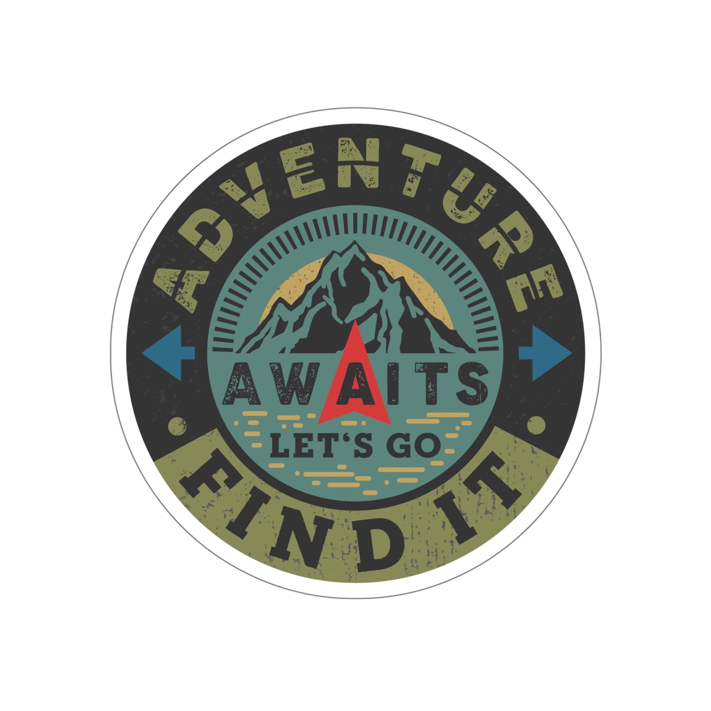 The Outdoor POD Store Die Cut Sticker Collection. Adventure Awaits, Let's Go Find It.