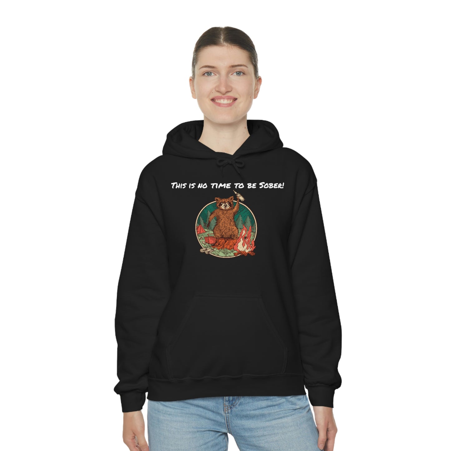 The Outdoor POD Store. This is No Time To Be Sober Hoodie. Black