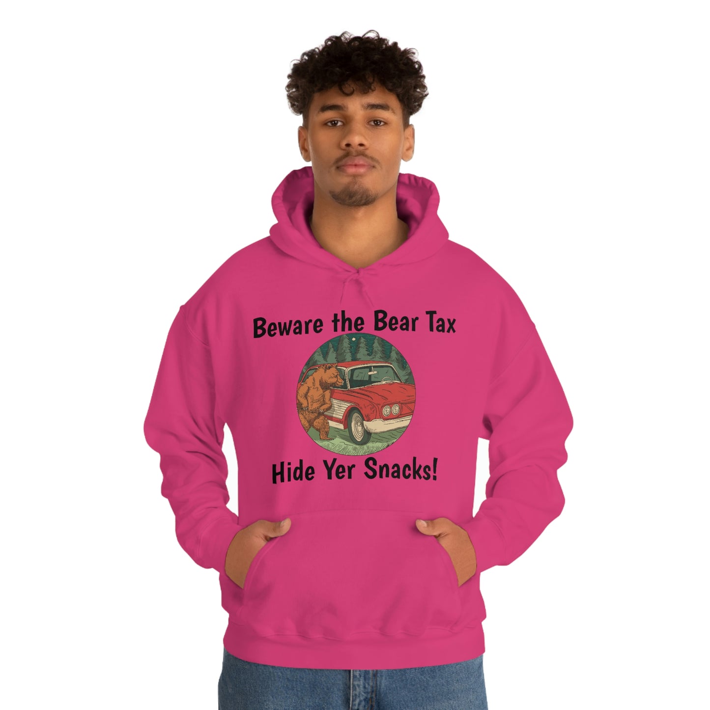 Funny Animal Meme Hoodie - Beware the Bear Tax Hide Yer Snacks!