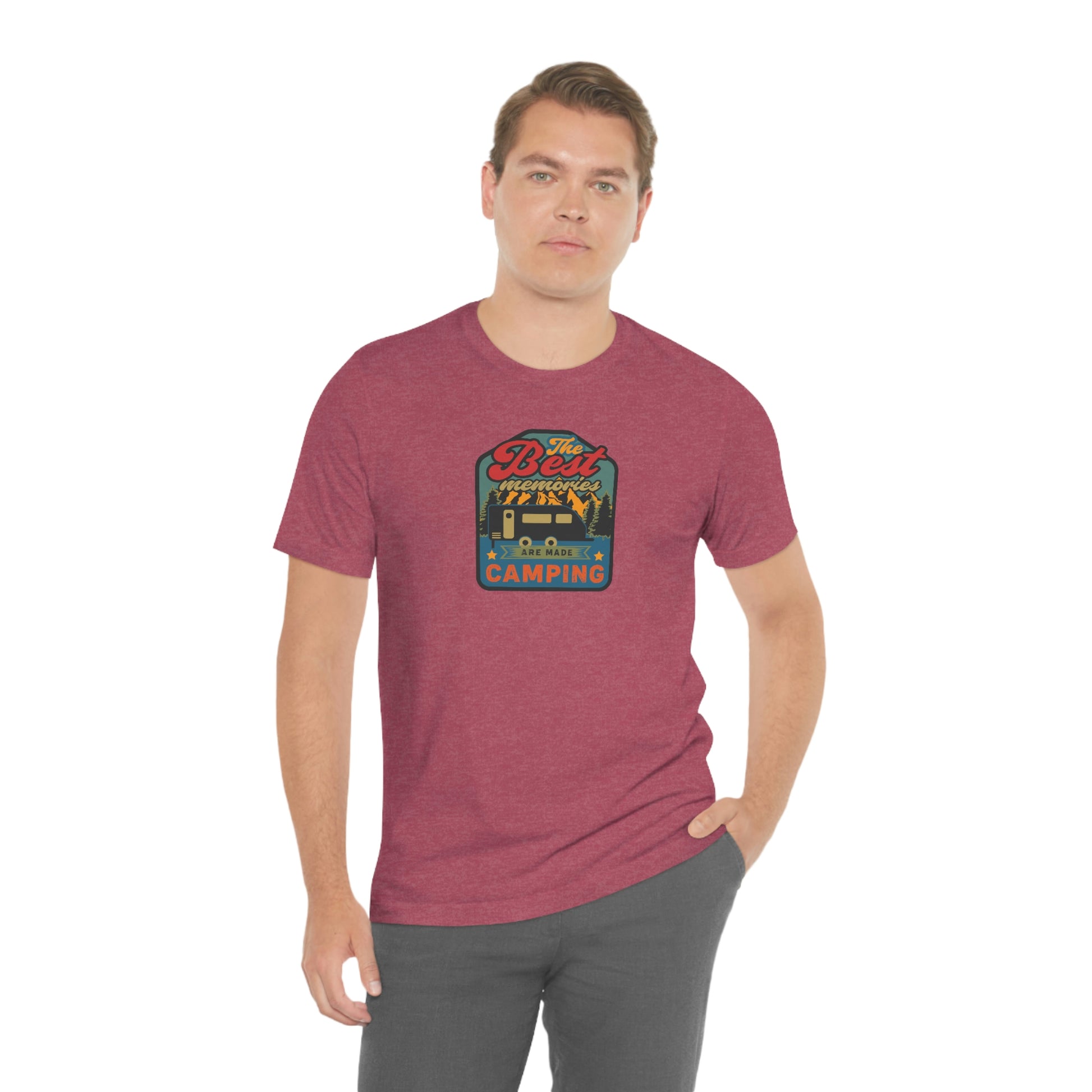 The Outdoor POD Store: Vintage Camping Tee Collection - The Best Memories are Made Camping. Heather Raspberry