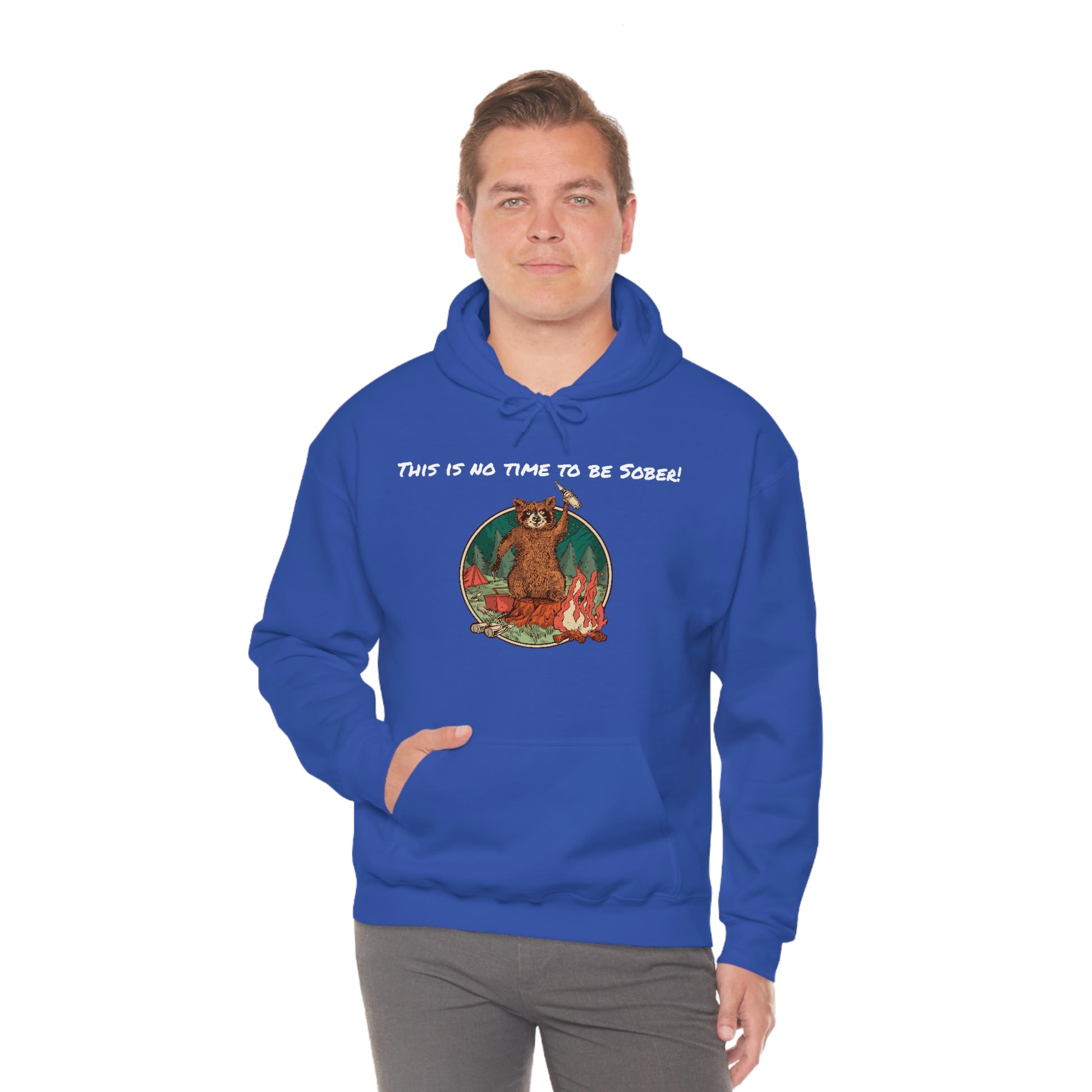 The Outdoor POD Store. This is No Time To Be Sober Hoodie. Royal Blue