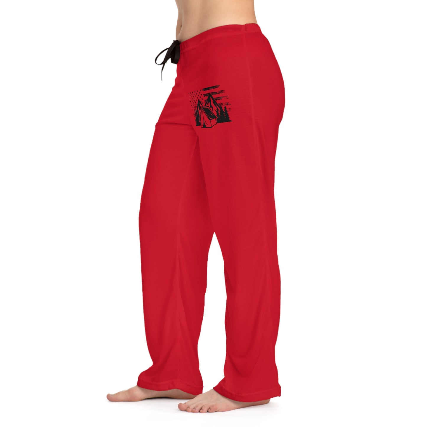 Women's Pajama Pants - Red American Flag & Tent