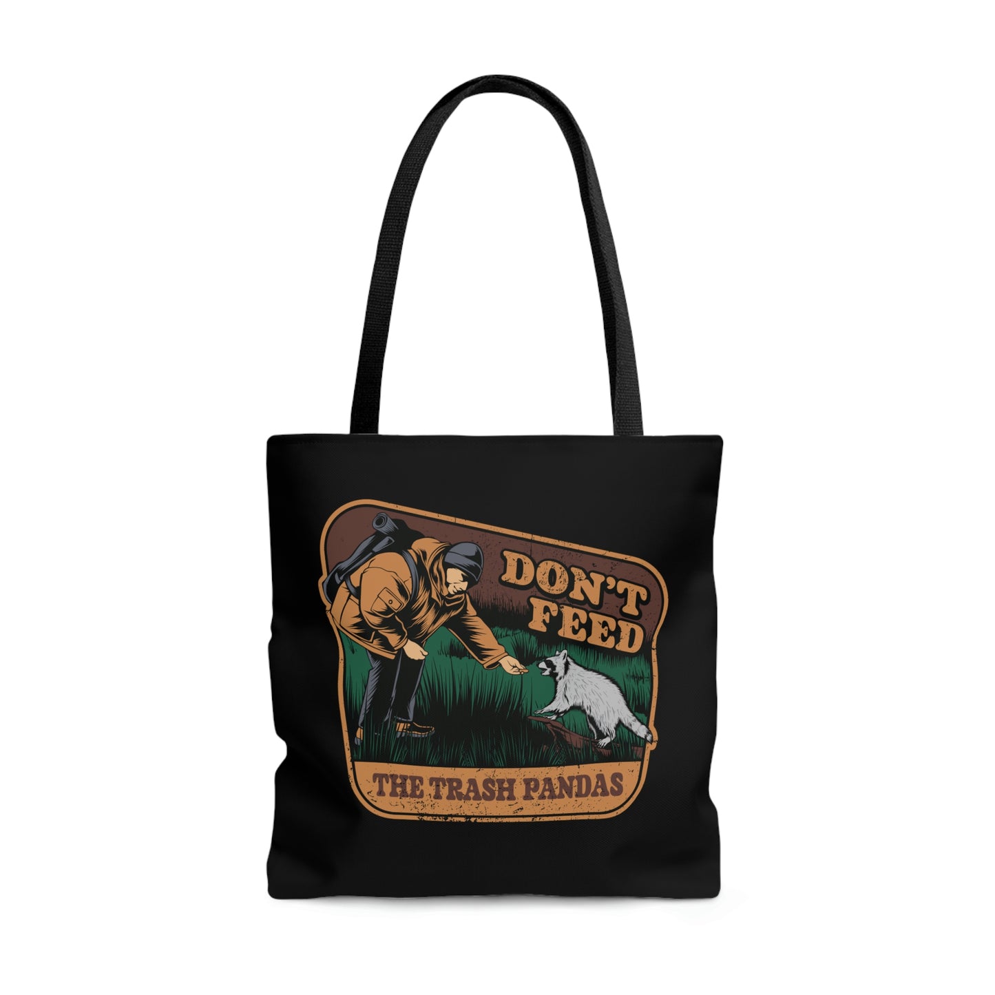 The Outdoor POD Store: Funny Animal Meme Tote, Don't Feed the Trash Pandas Tote. Black Large