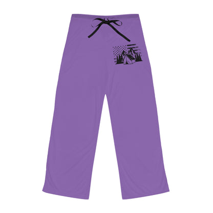 Women's Pajama Pants - Purple American Flag & Tent