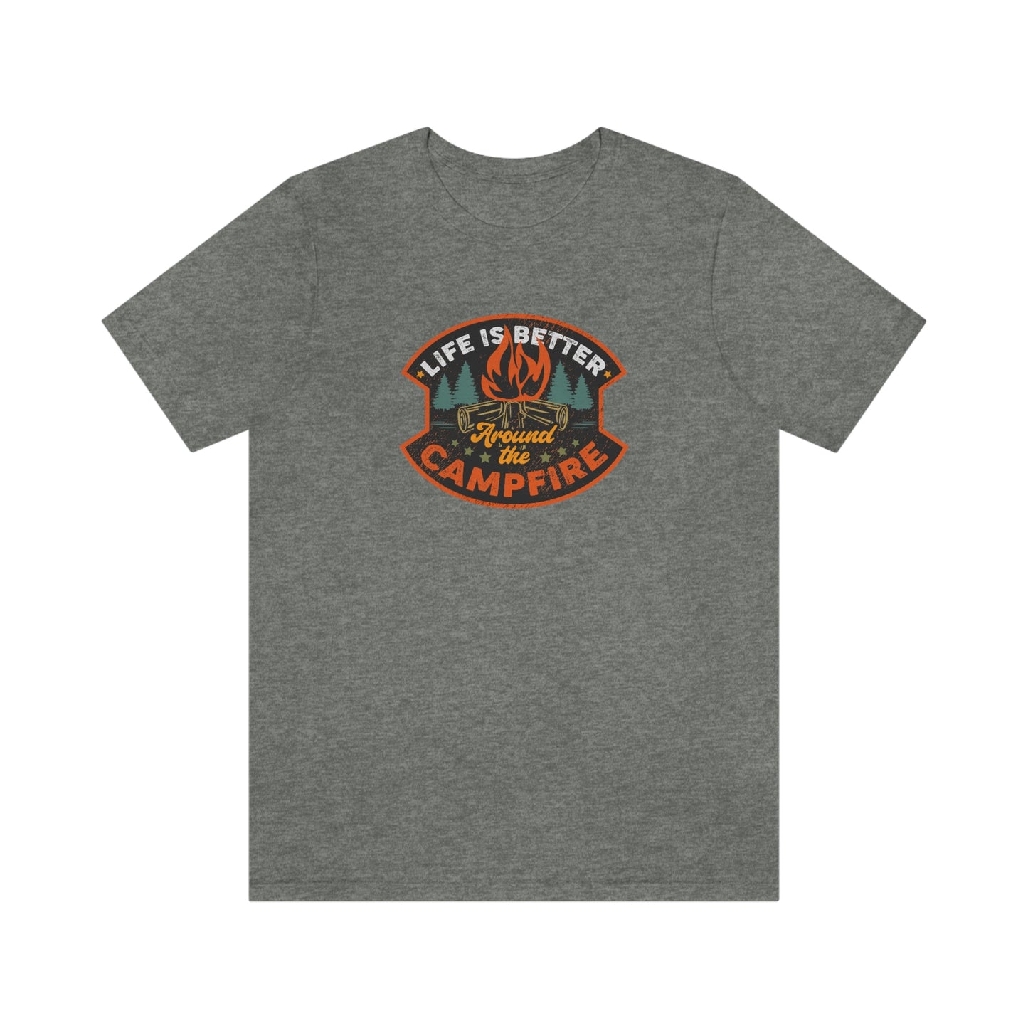 The Outdoor POD Store: Vintage Camping Tee - Life is Better Around the Campfire. Deep Heather