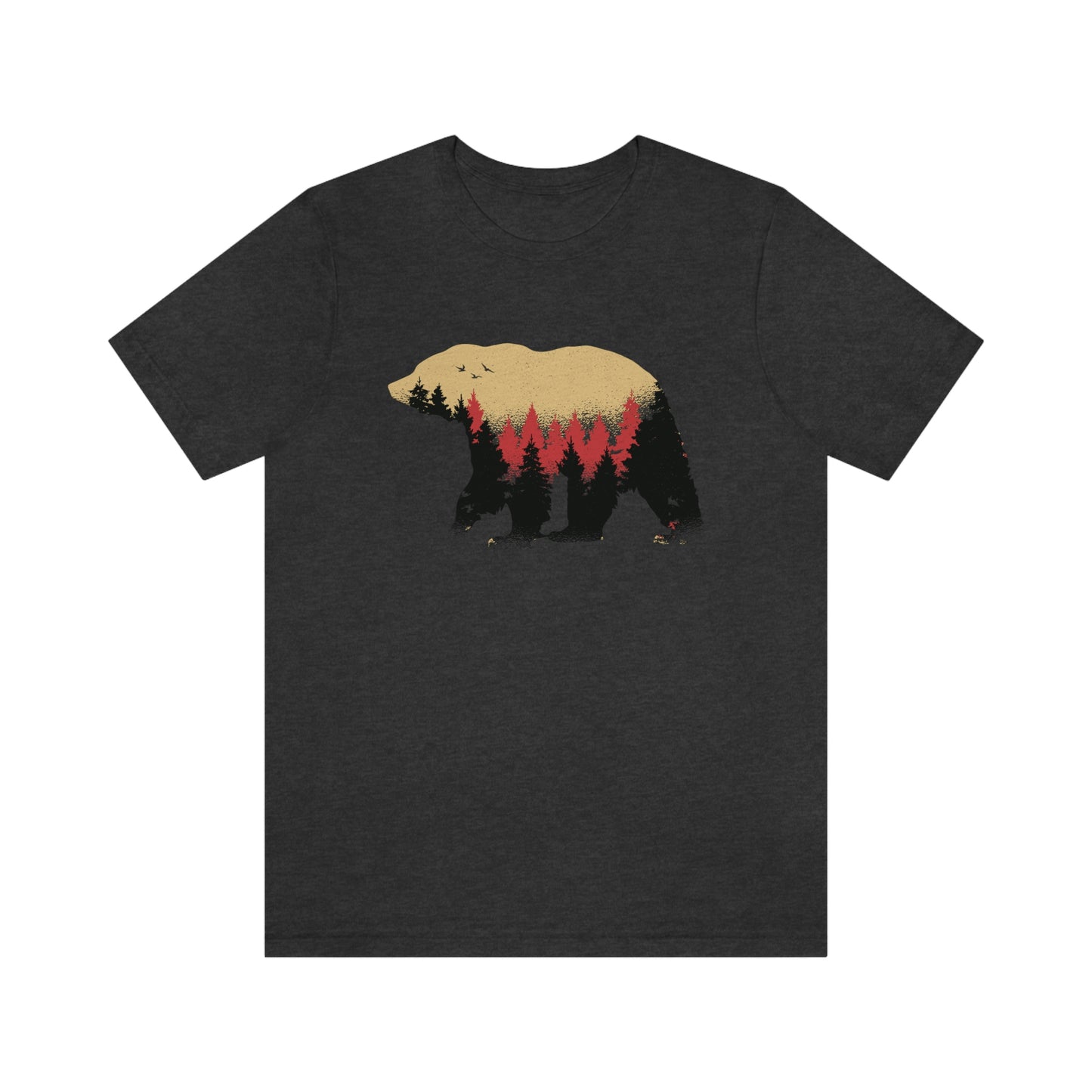 Outdoor POD Store. Camping Tee Collection. Bear Silhouette. Dark Grey Heather