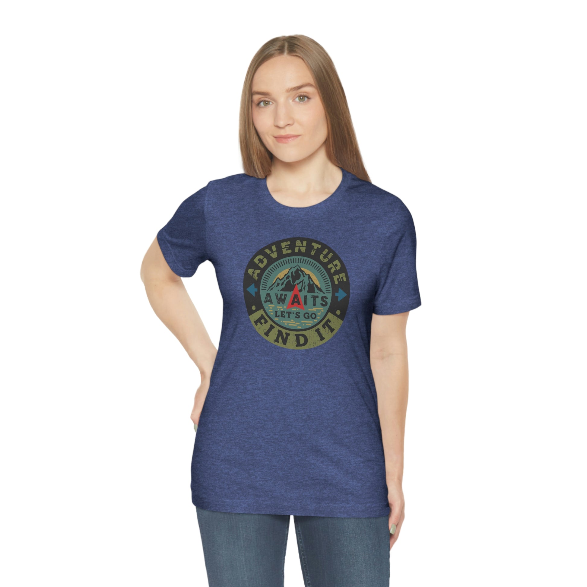 The Outdoor POD Store: Vintage Camping Tee Collection - Adventure Awaits Let's Go Find It. Heather Royal Blue