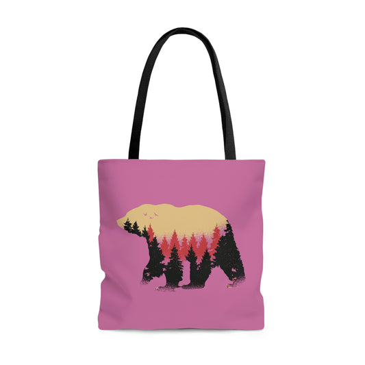 The Outdoor POD Store. Camping Tote Collection. Bear Silhouette. Pink