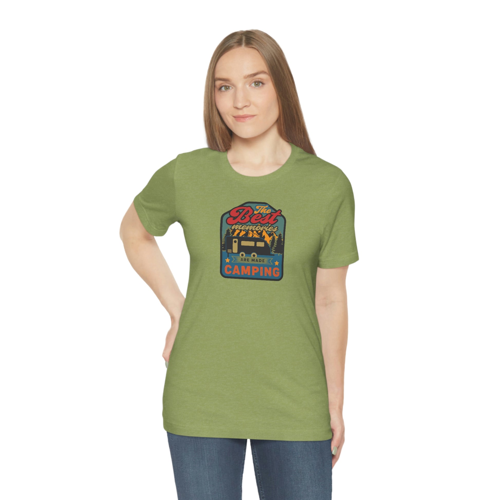 The Outdoor POD Store: Vintage Camping Tee Collection - The Best Memories are Made Camping. Heather Green