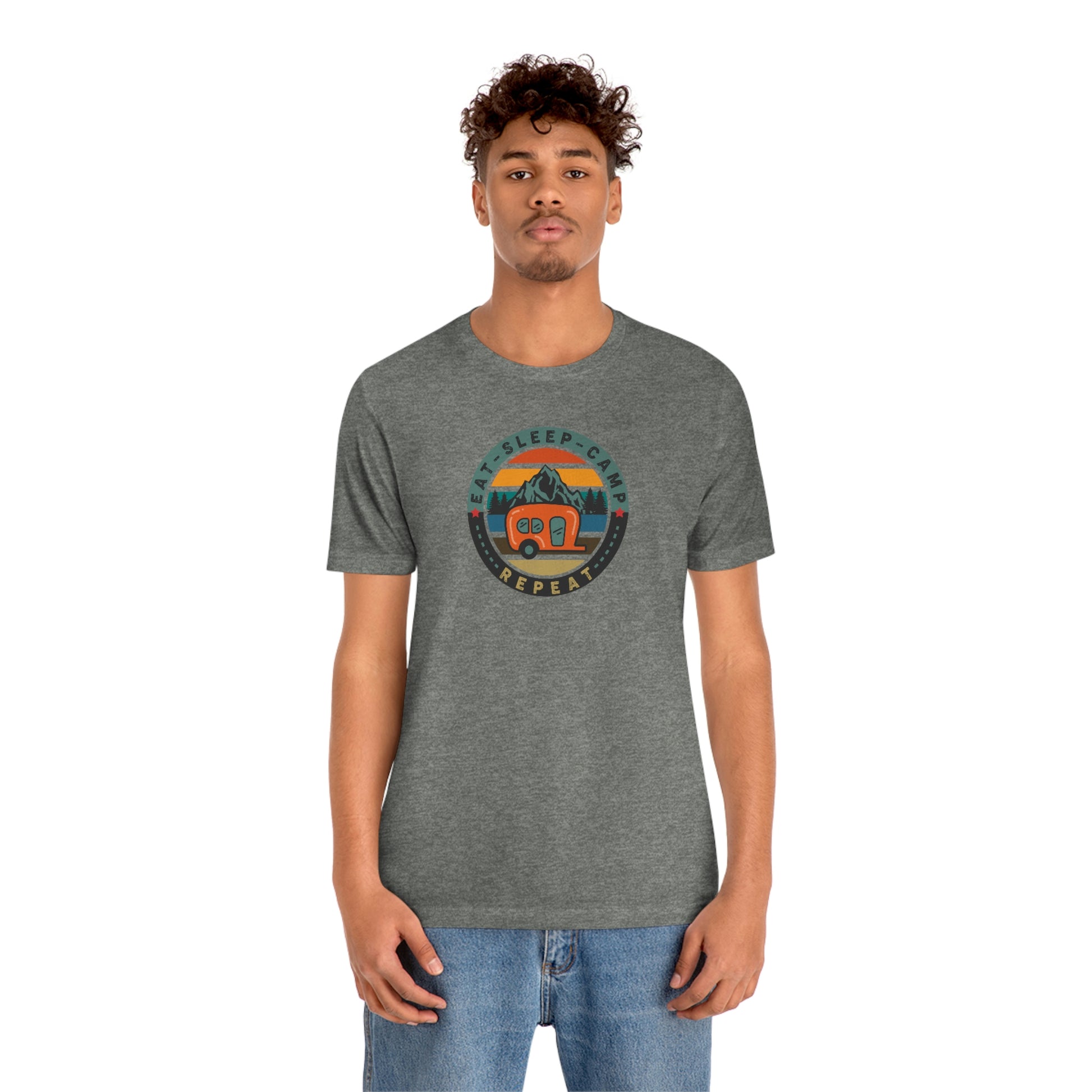 The Outdoor POD Store: Vintage Camping Tee - Eat, Sleep, Camp, Repeat. Deep Heather