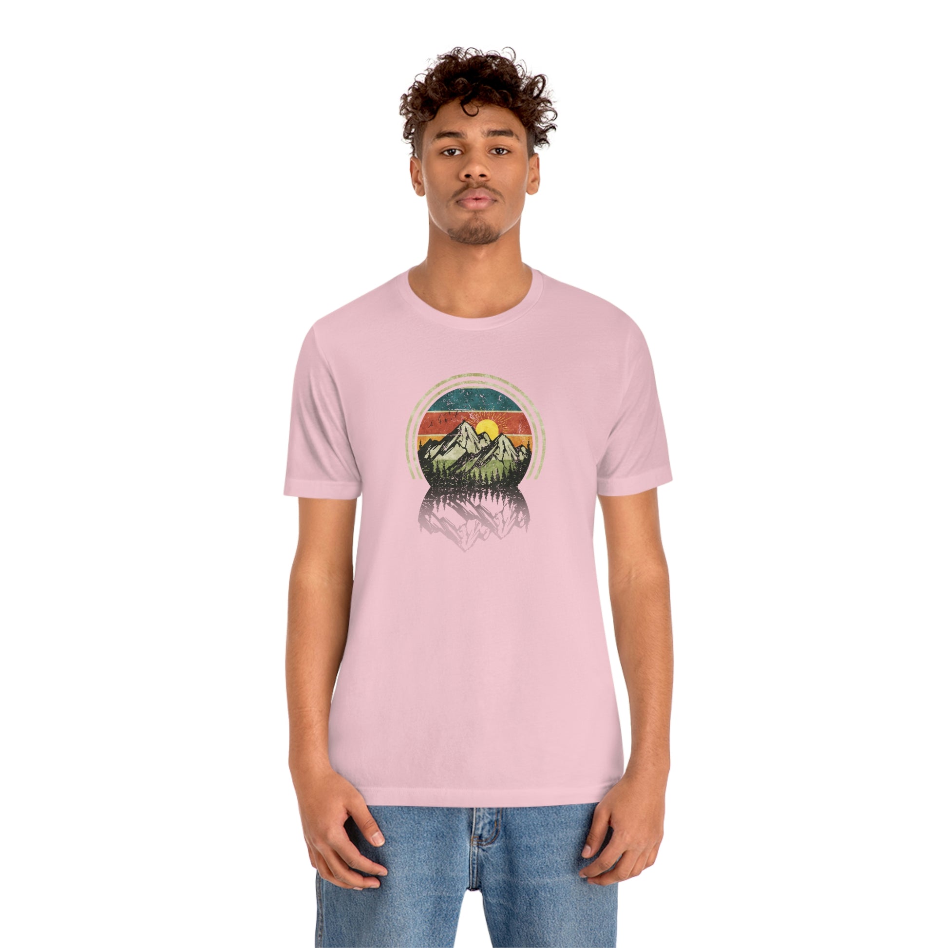 The Outdoor POD Store. Camping Tee Collection. Mountains. Pink