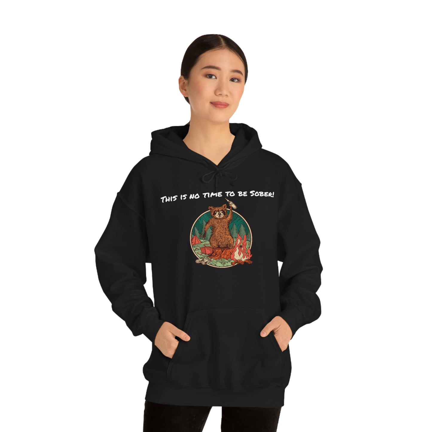 The Outdoor POD Store. This is No Time To Be Sober Hoodie. Black