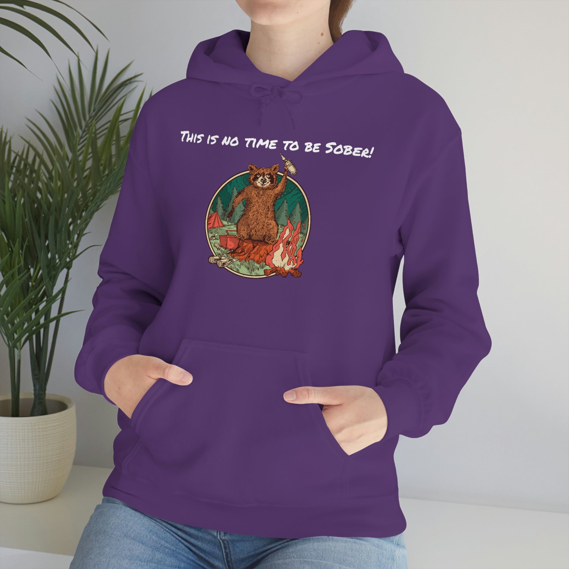 The Outdoor POD Store. This is No Time To Be Sober Hoodie. Purple