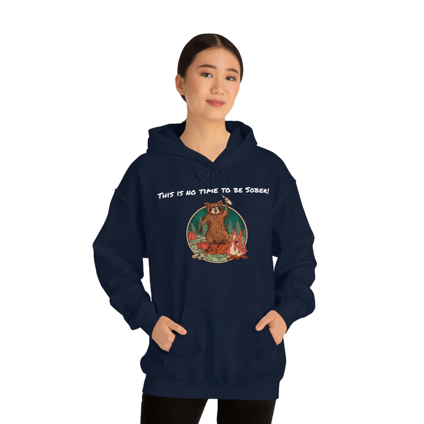 The Outdoor POD Store. This is No Time To Be Sober Hoodie. Blue