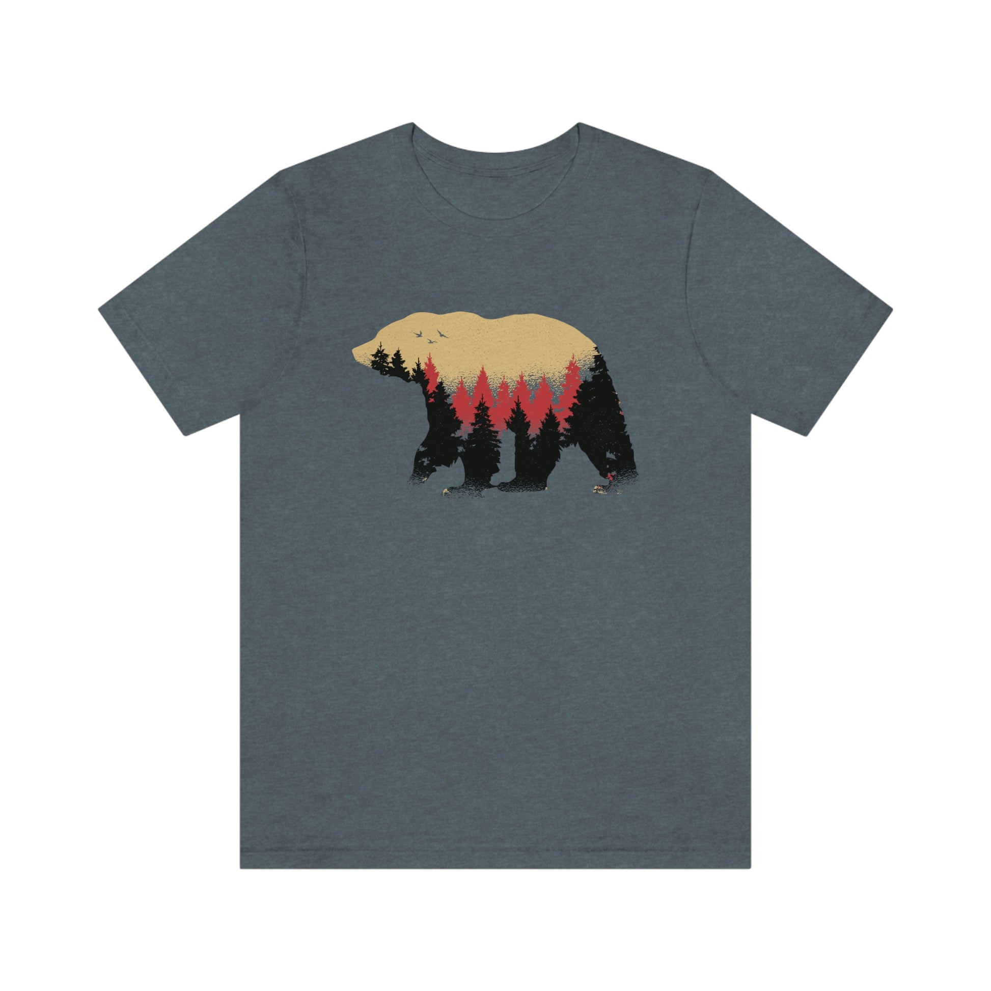 Outdoor POD Store. Camping Tee Collection. Bear Silhouette. Heather Slate