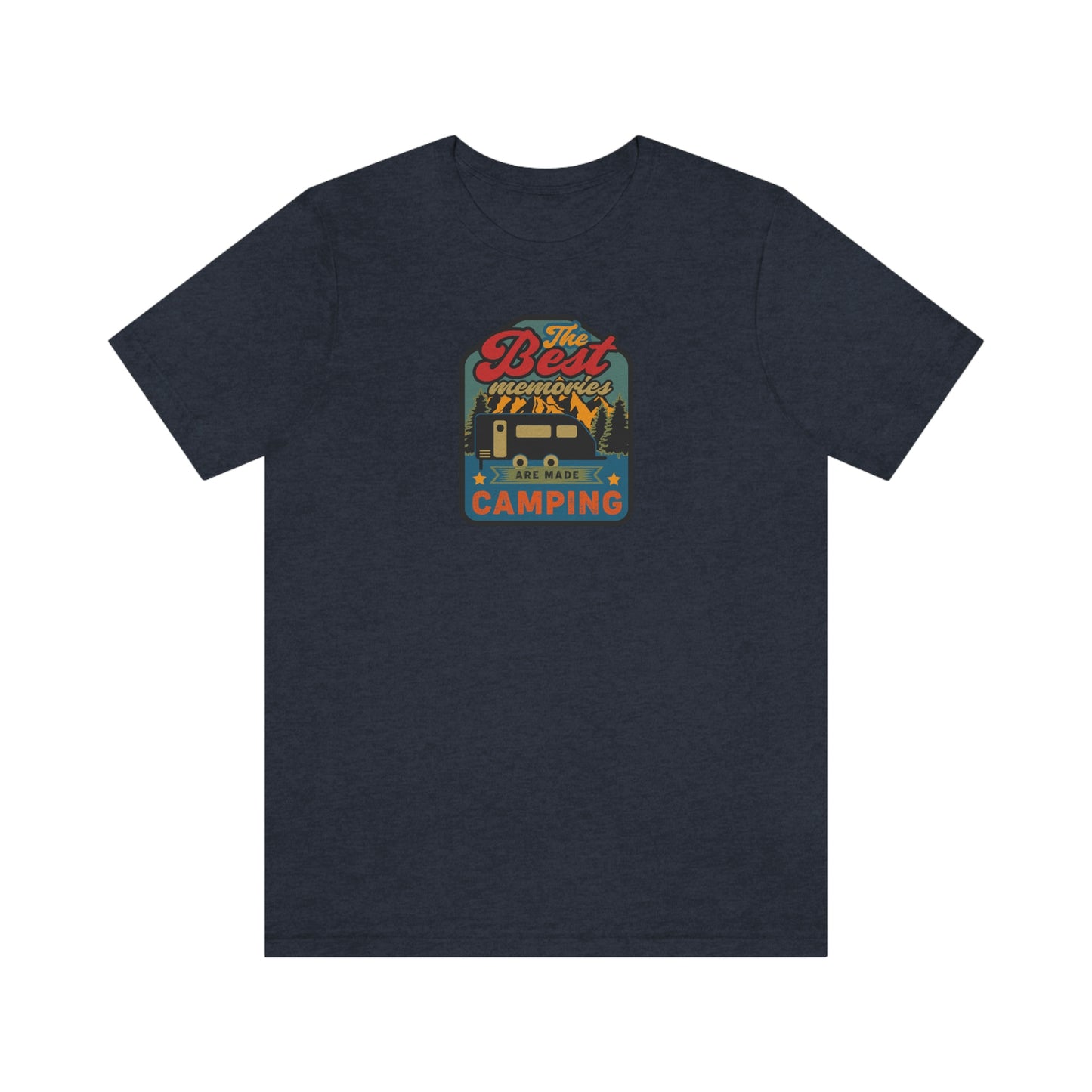 The Outdoor POD Store: Vintage Camping Tee Collection - The Best Memories are Made Camping. Heather Navy