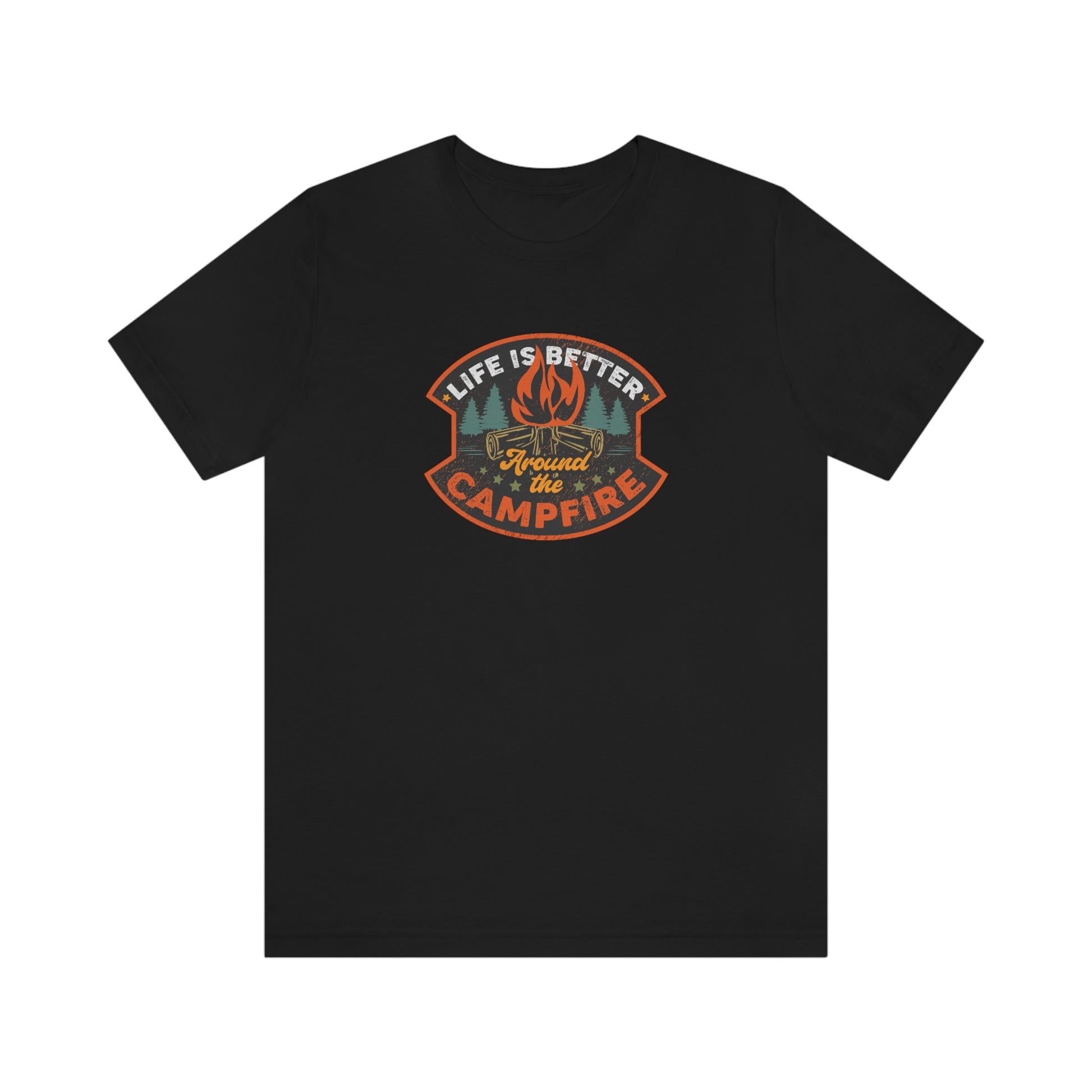 The Outdoor POD Store: Vintage Camping Tee - Life is Better Around the Campfire. Black