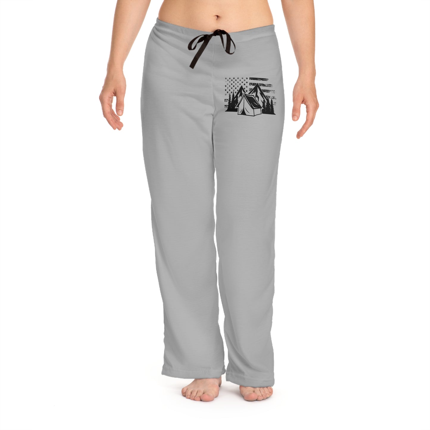 Women's Pajama Pants - Grey American Flag & Tent