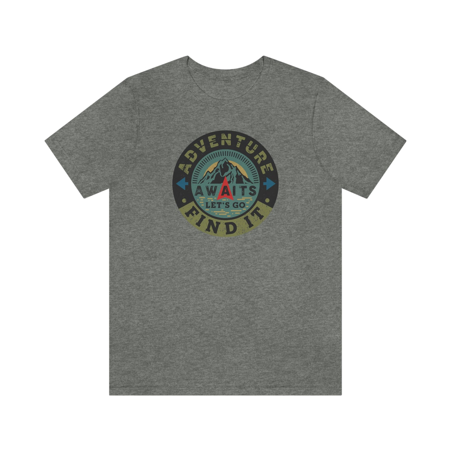 The Outdoor POD Store: Vintage Camping Tee Collection - Adventure Awaits Let's Go Find It. Deep Heather