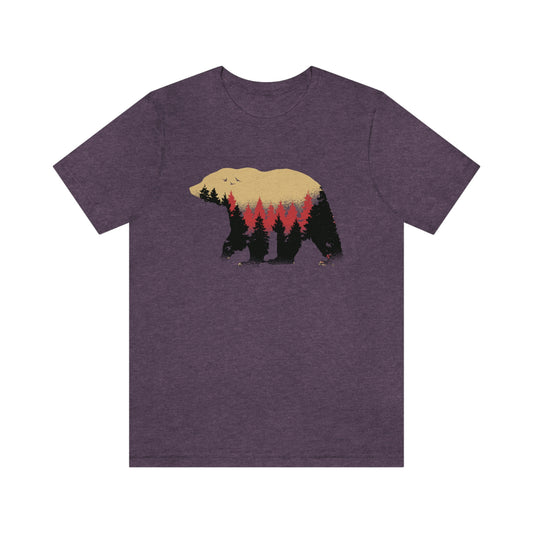 Outdoor POD Store. Camping Tee Collection. Bear Silhouette. Heather Team Purple