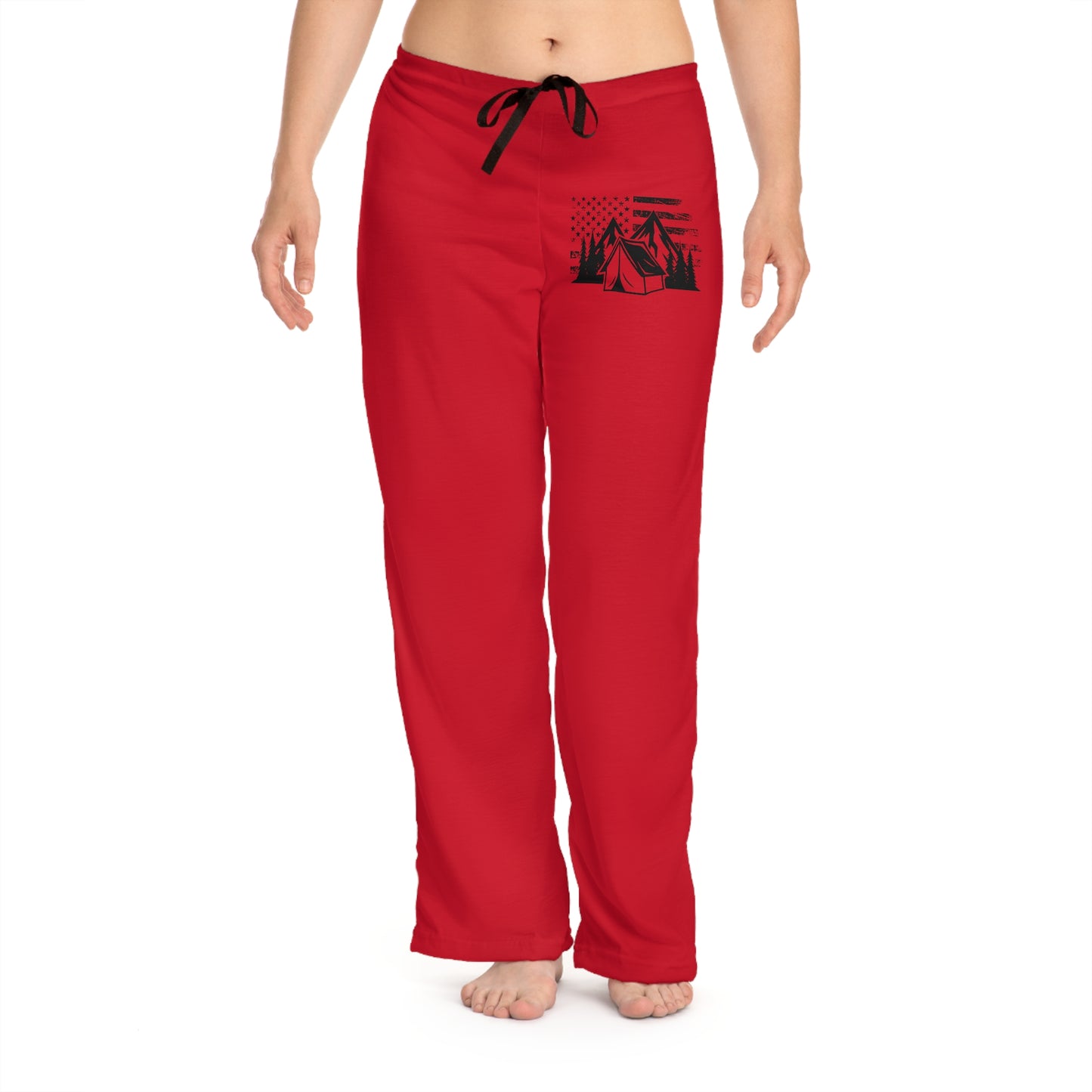 Women's Pajama Pants - Red American Flag & Tent