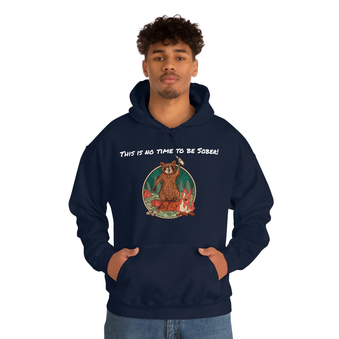 The Outdoor POD Store. This is No Time To Be Sober Hoodie. Blue