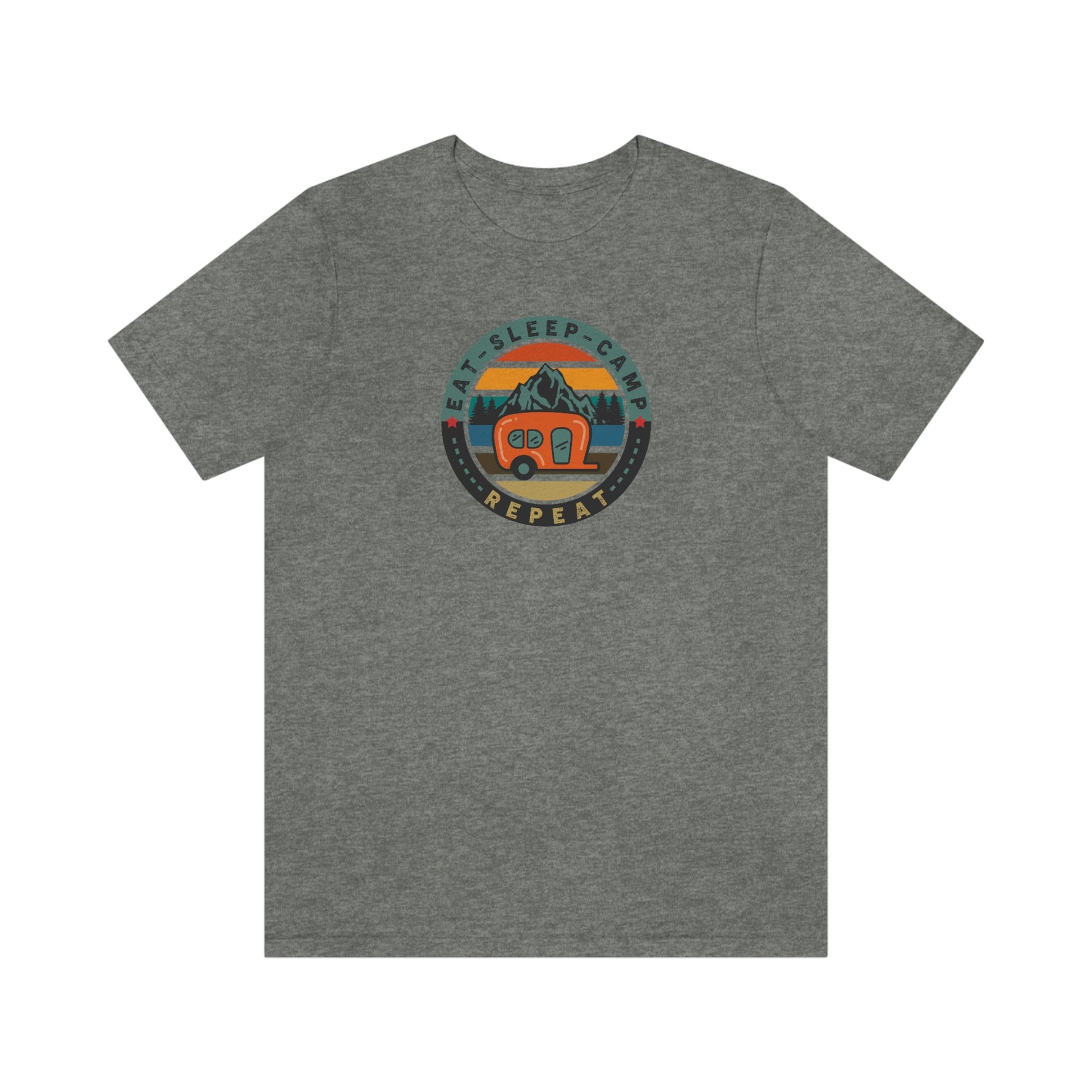 The Outdoor POD Store: Vintage Camping Tee - Eat, Sleep, Camp, Repeat. Deep Heather