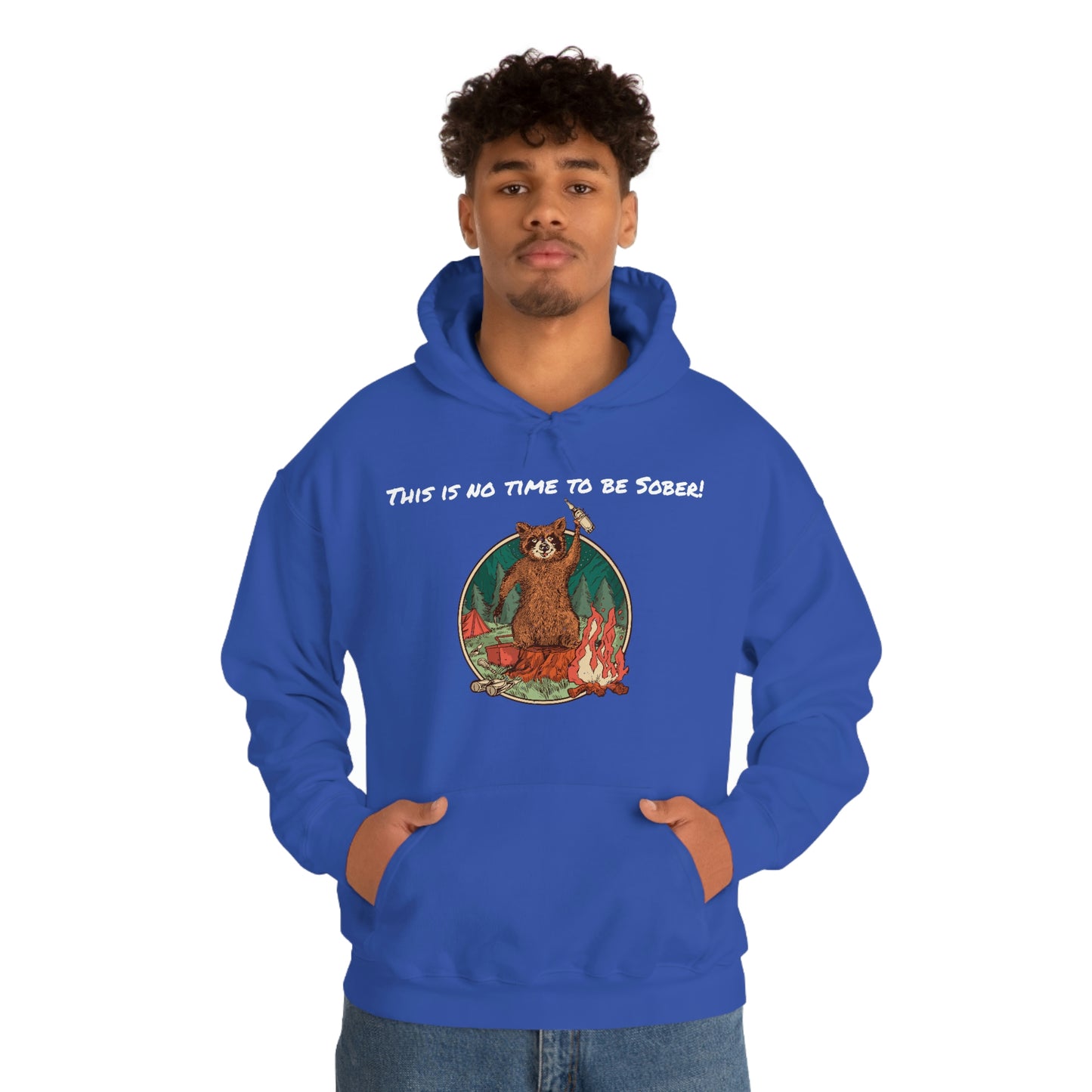 The Outdoor POD Store. This is No Time To Be Sober Hoodie. Royal Blue