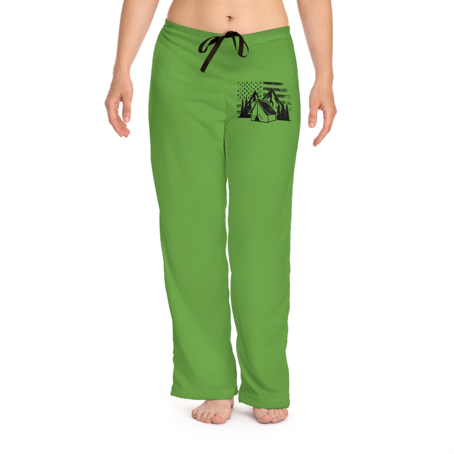 Women's Pajama Pants - Green American Flag & Tent