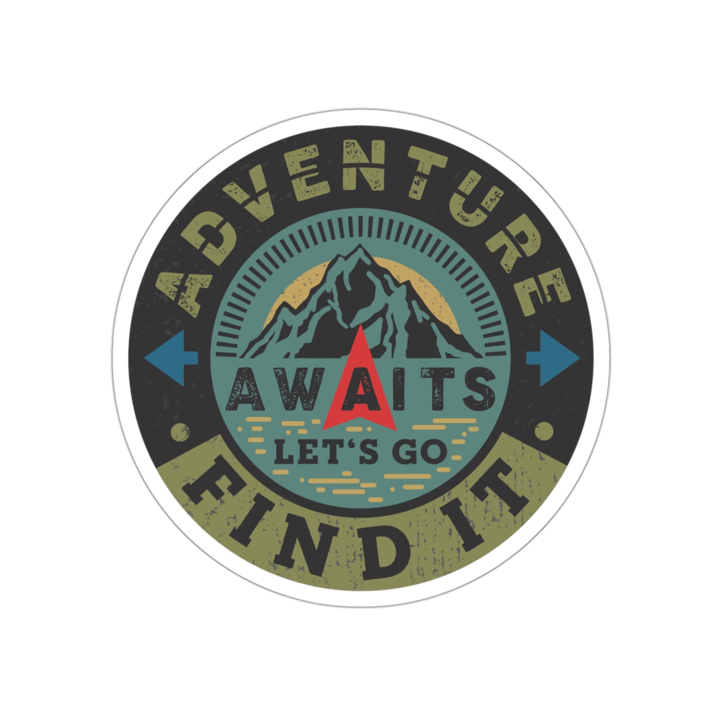 The Outdoor POD Store Die Cut Sticker Collection. Adventure Awaits, Let's Go Find It.